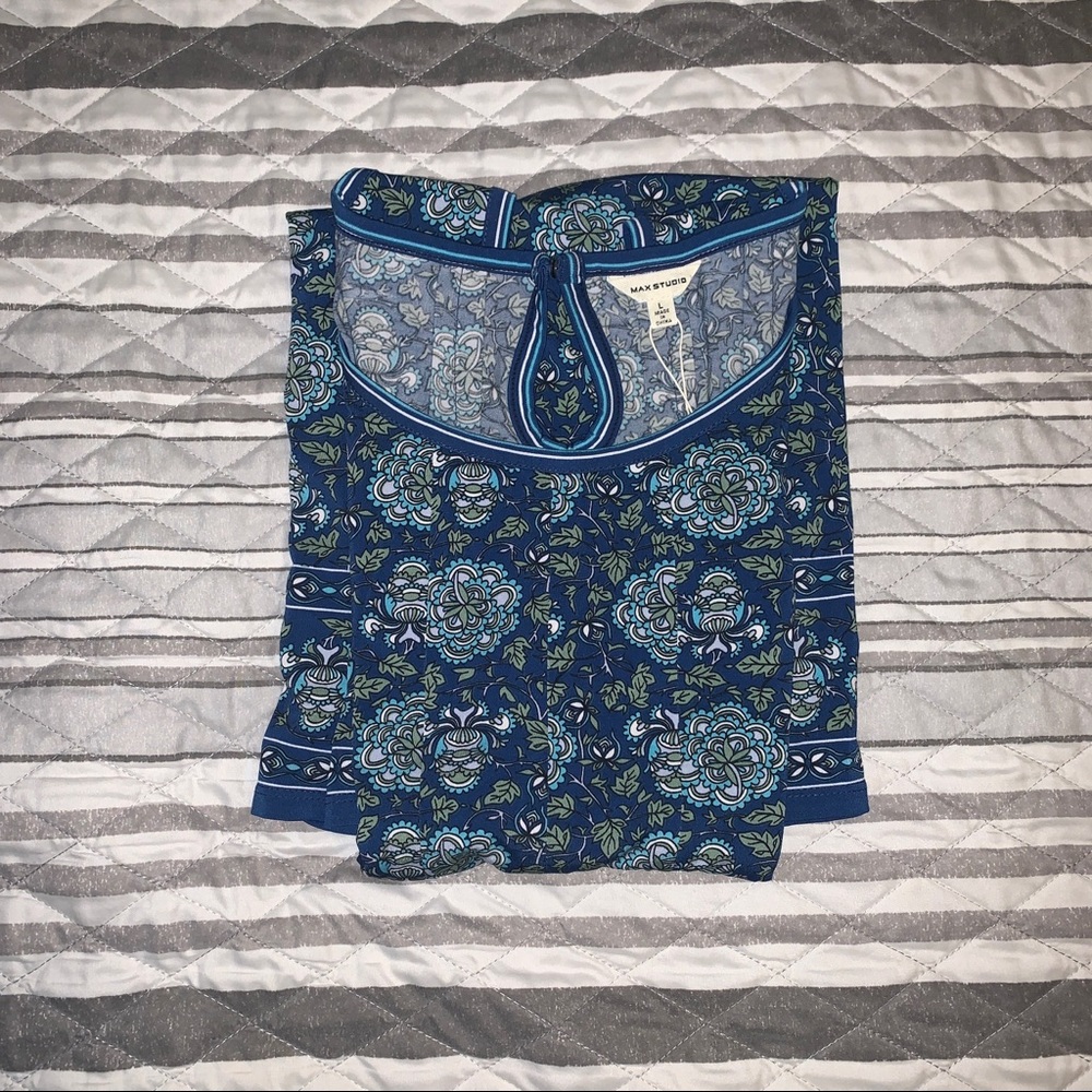 Max Studio Women's Sleeveless Blue Floral Dress Size Large - Picture 8 of 8